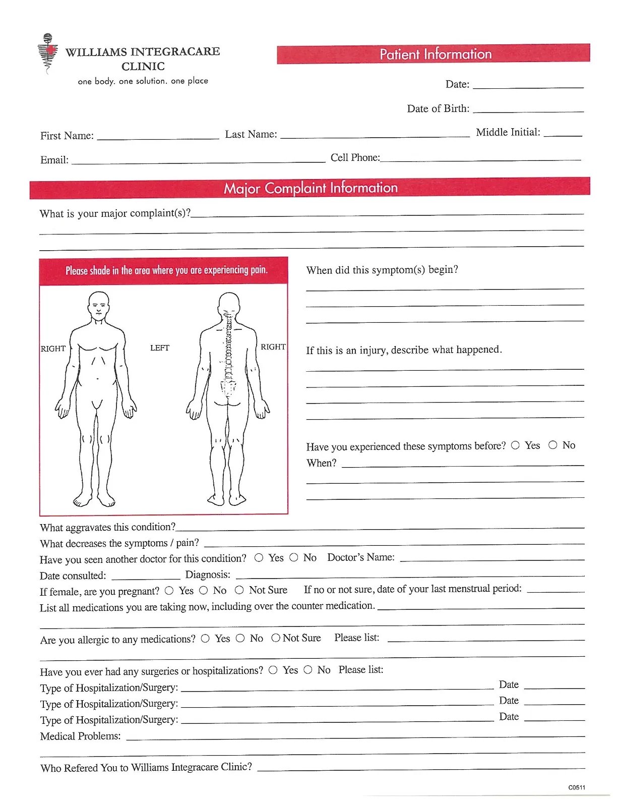 patient intake form