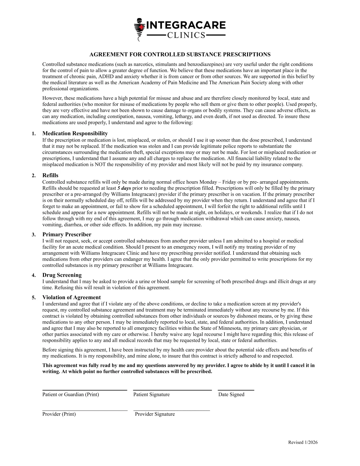 integracare controlled substance agreement