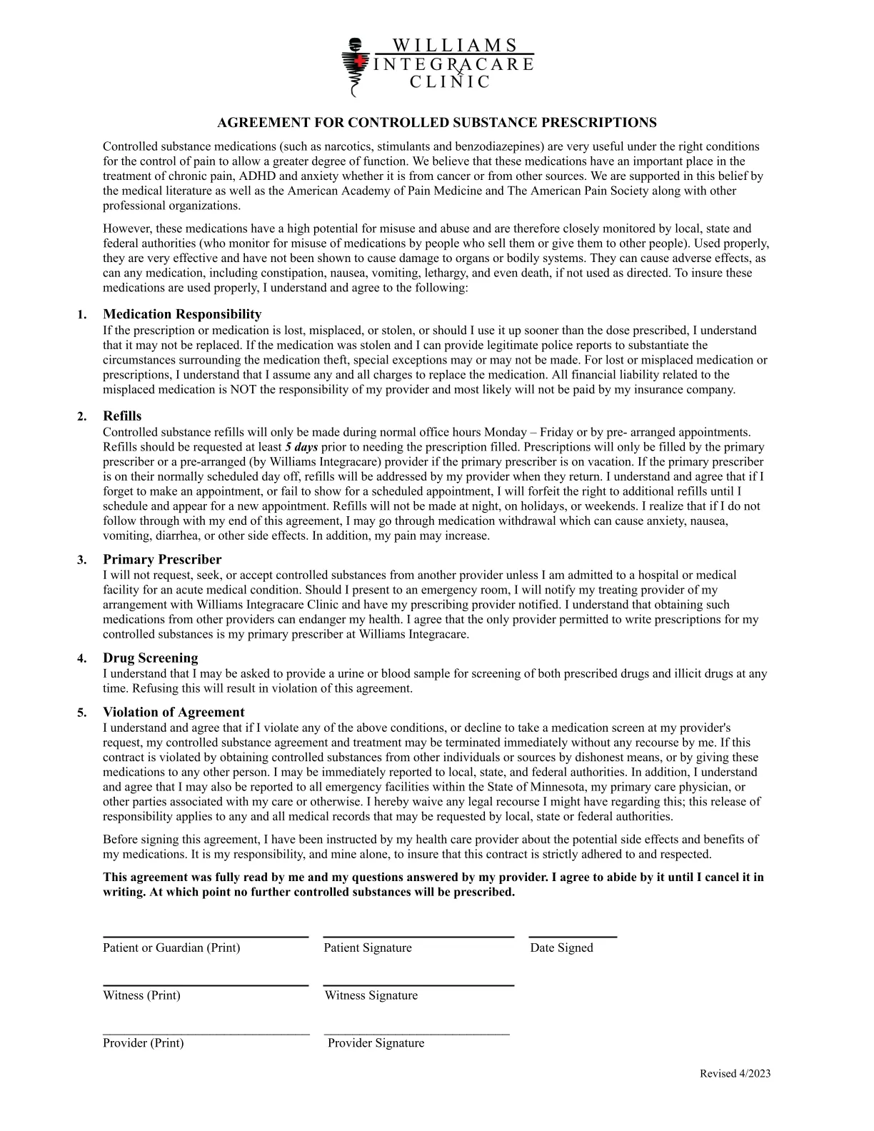 controlled substance agreement