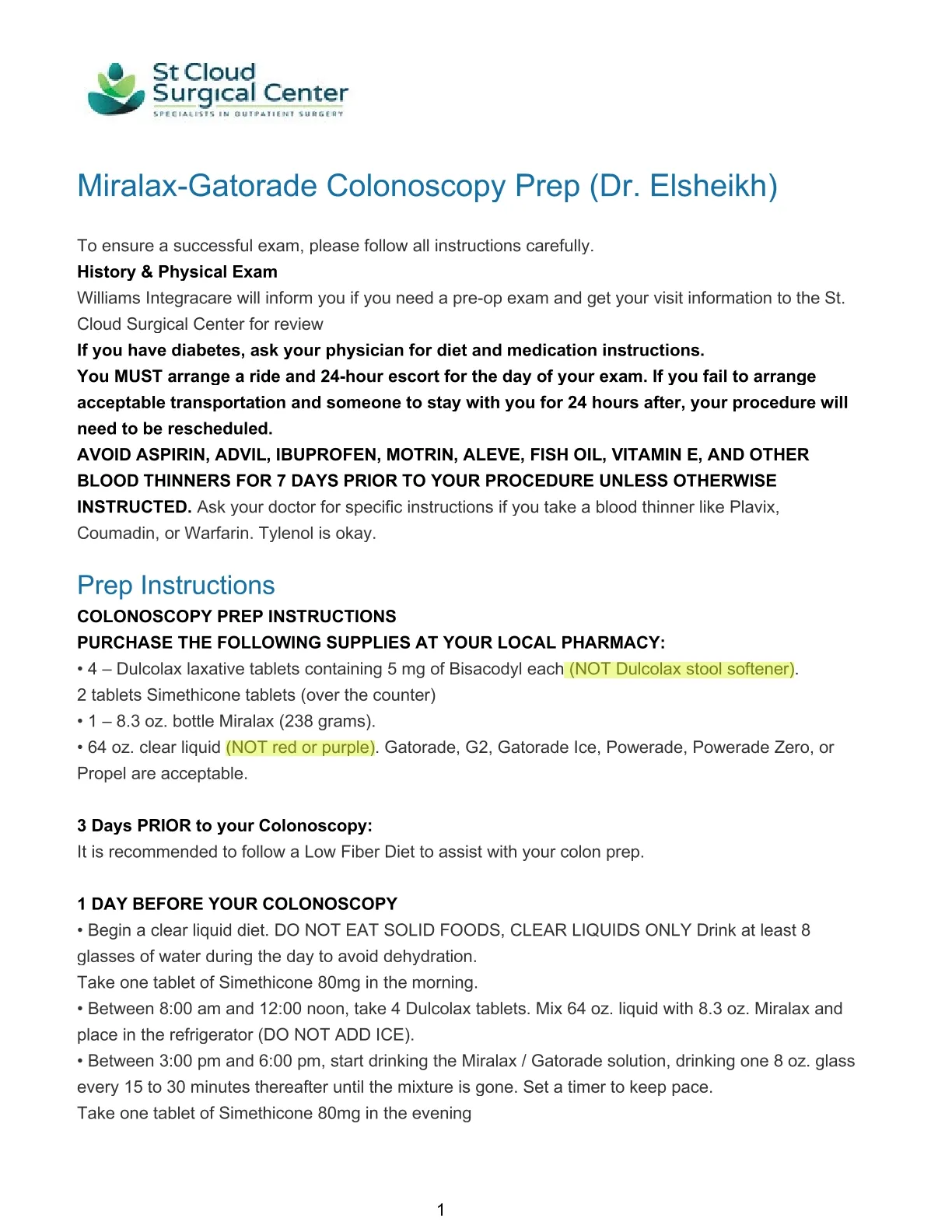 Dr Elsheikh's Patient Information